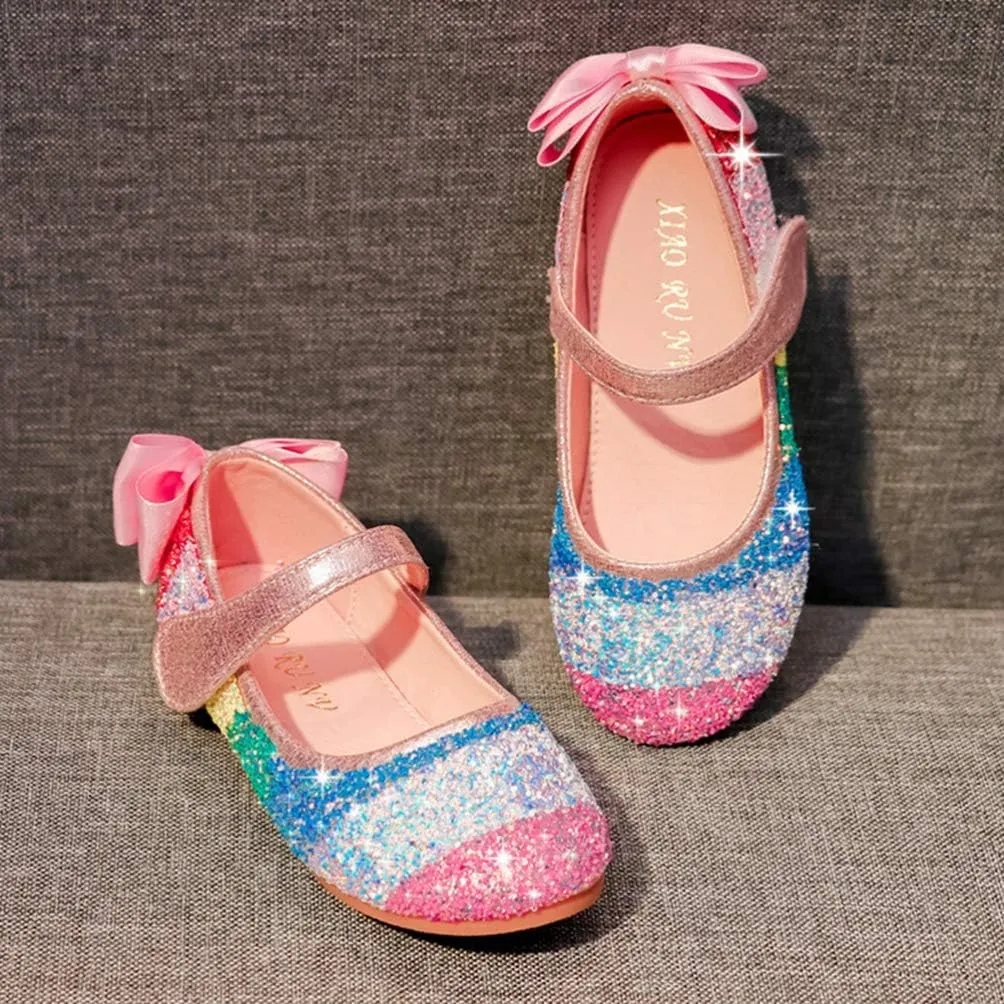 EXCEART 1 Pair Dress Rhinestone Shoes Flat Girl Ballroom Shoes Ballet Flats Yoga Shoes for Dancing Latin Dancing Shoes Girl Ballet Dance Shoes Pocket Birthday Present Girl Child Pink