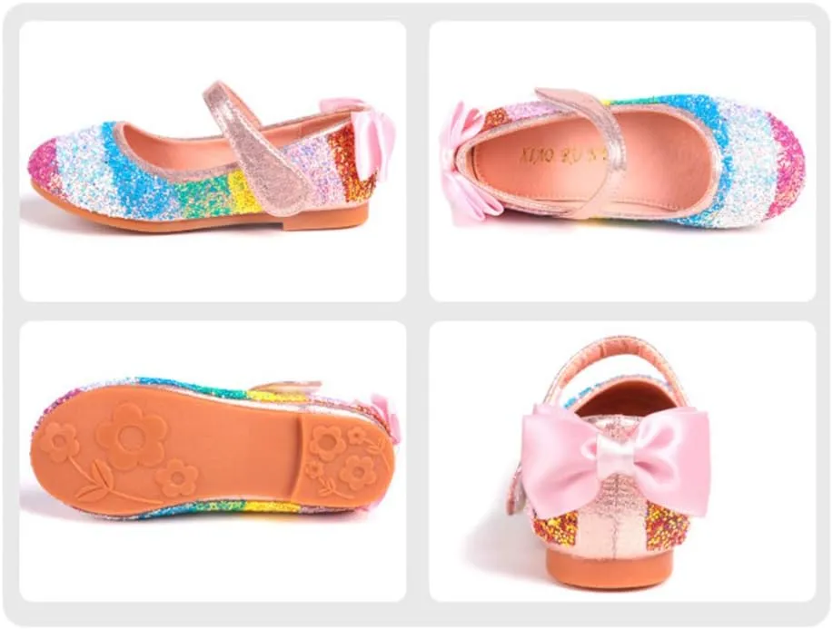 EXCEART 1 Pair Dress Rhinestone Shoes Flat Girl Ballroom Shoes Ballet Flats Yoga Shoes for Dancing Latin Dancing Shoes Girl Ballet Dance Shoes Pocket Birthday Present Girl Child Pink