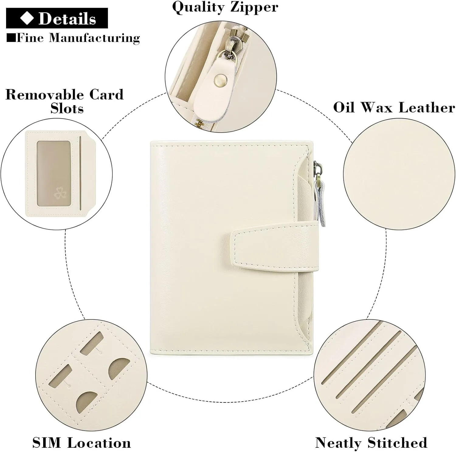 Falan Mule Women's Genuine Leather Wallet, Compact Size, RFID Blocking, Includes Coin Pouch, Card Holders, Lightweight