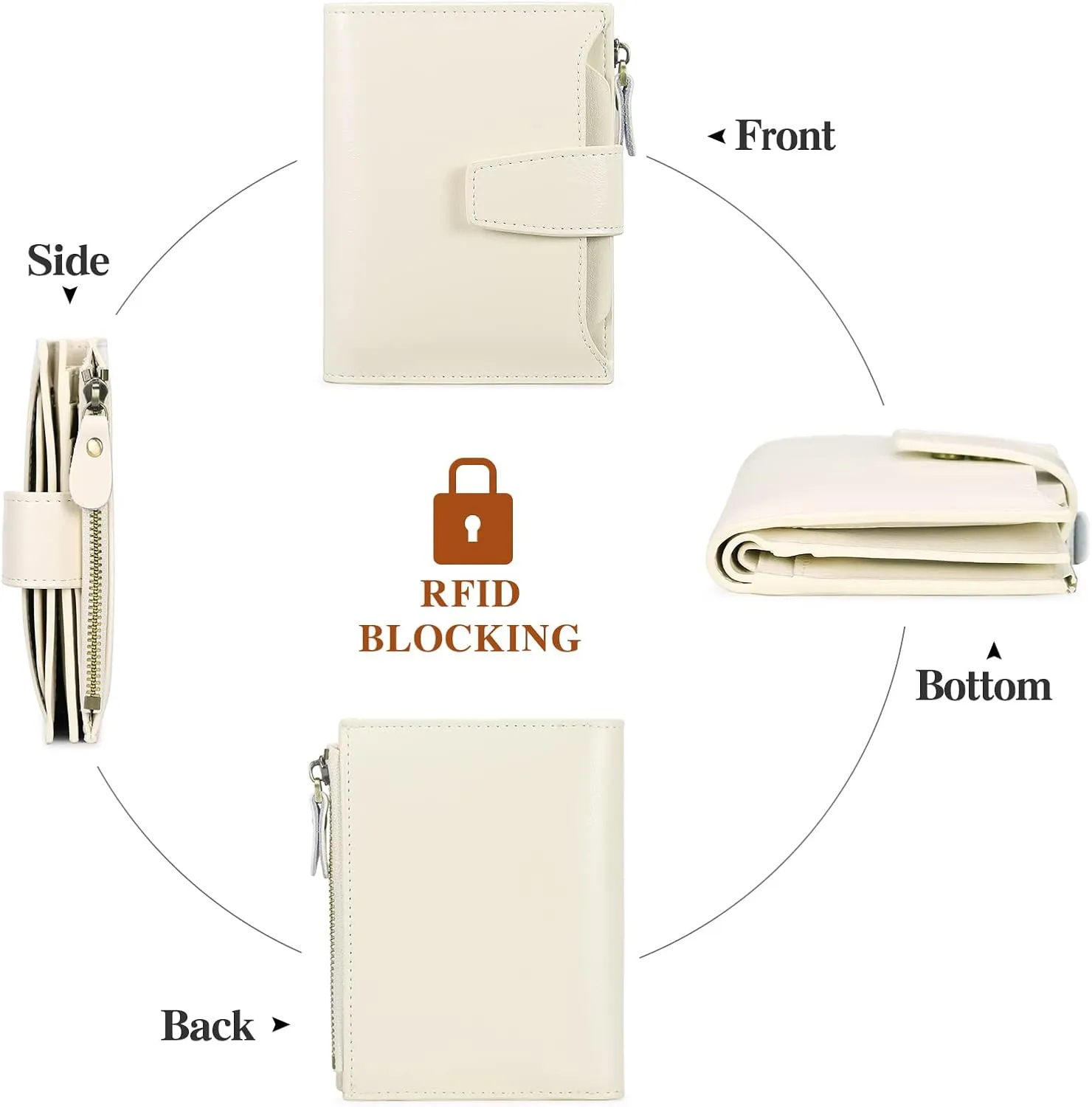 Falan Mule Women's Genuine Leather Wallet, Compact Size, RFID Blocking, Includes Coin Pouch, Card Holders, Lightweight