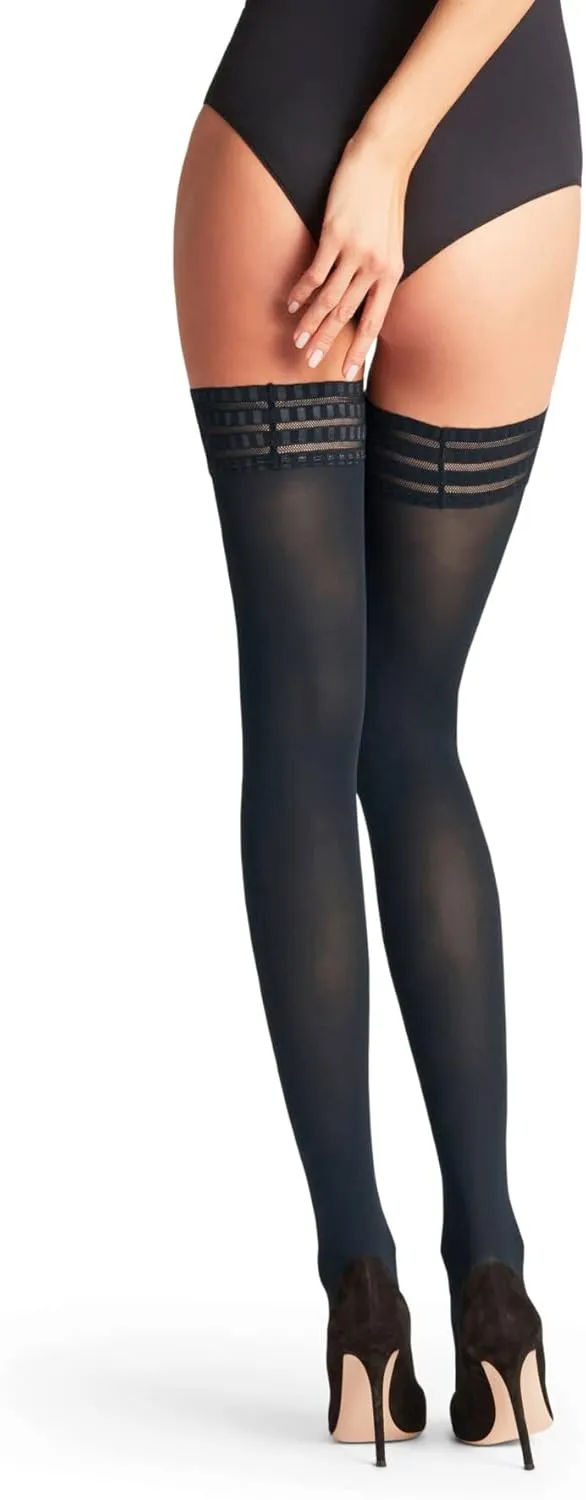 FALKE Women's Pure Matt Thigh Highs, Semi Opaque 50 Denier, Thigh High Stockings with Modern Lace Trim, Non Slip, 1 Pair