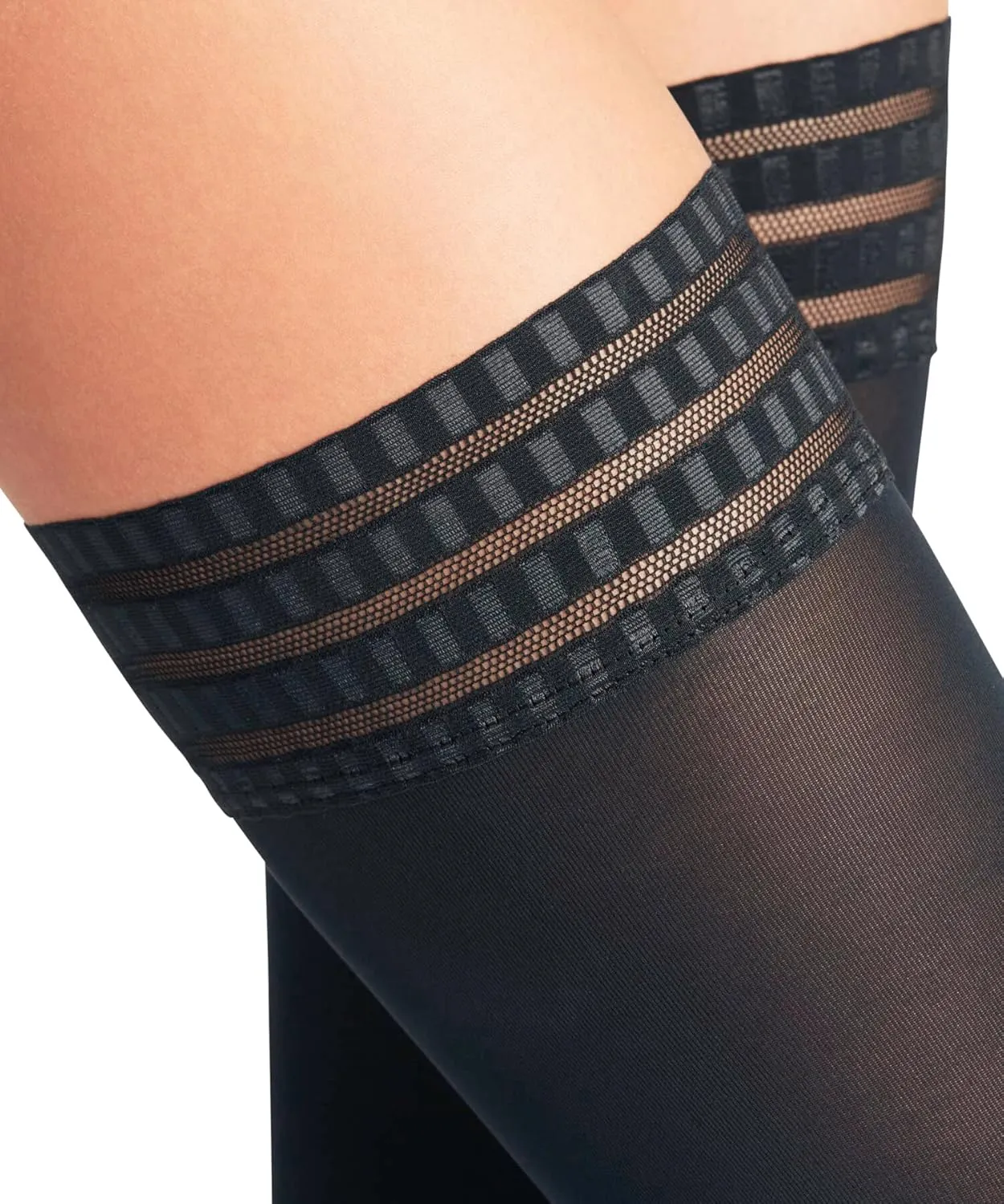 FALKE Women's Pure Matt Thigh Highs, Semi Opaque 50 Denier, Thigh High Stockings with Modern Lace Trim, Non Slip, 1 Pair