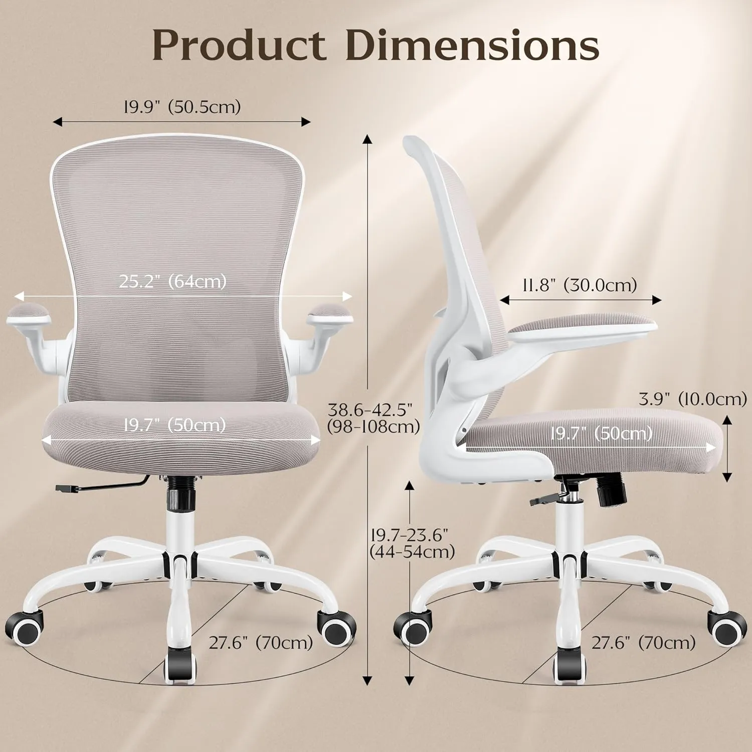 FelixKing Office Chair, Ergonomic Desk Chairs with Wheels Home Mesh Chair Adjustable Lumbar Support and Height, Ergo Chair for Working Gaming Use (Gray)