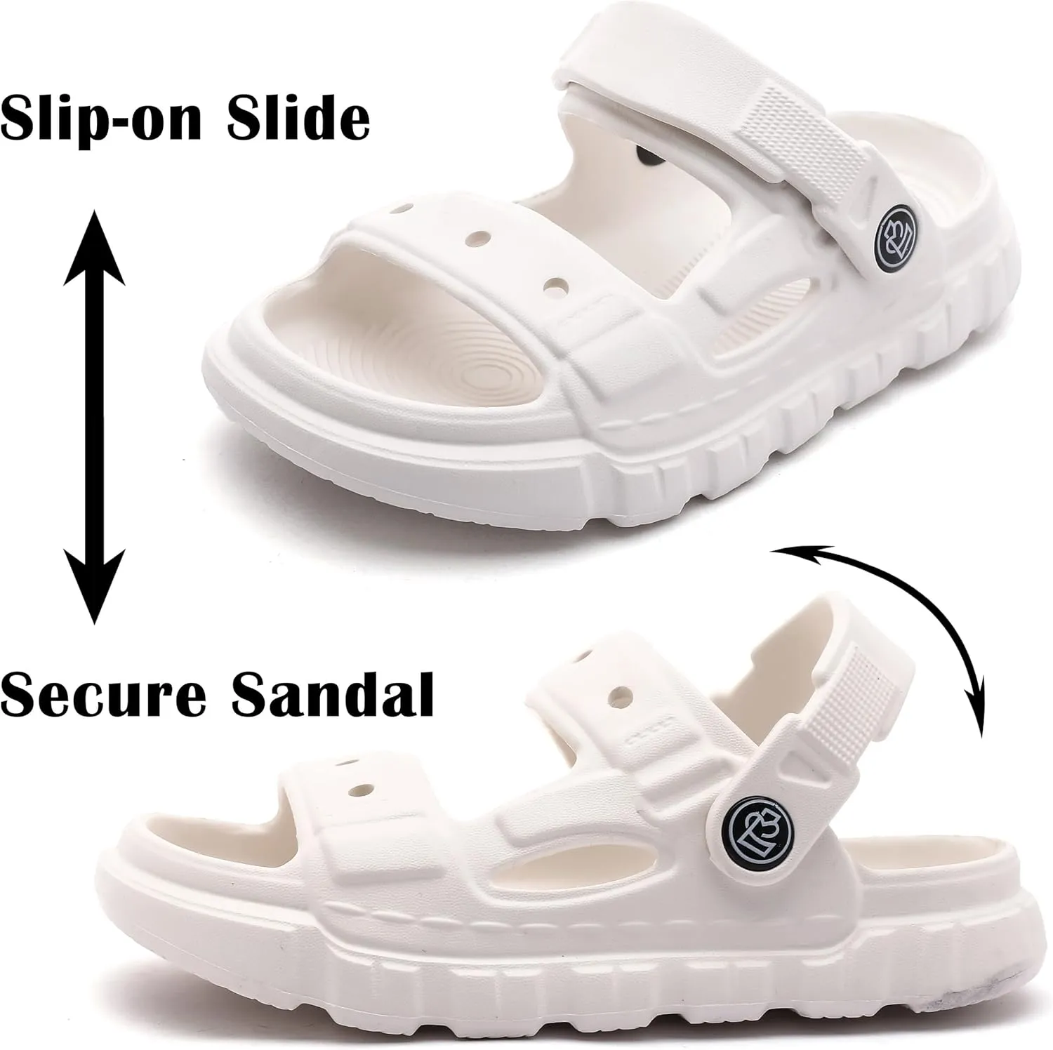 Femizee Kids 2-in-1 Sandals and Slides for Boys & Girls Lightweight Waterproof Slip-On Sandals Summer Water Shoes for Beach Pool Garden Play