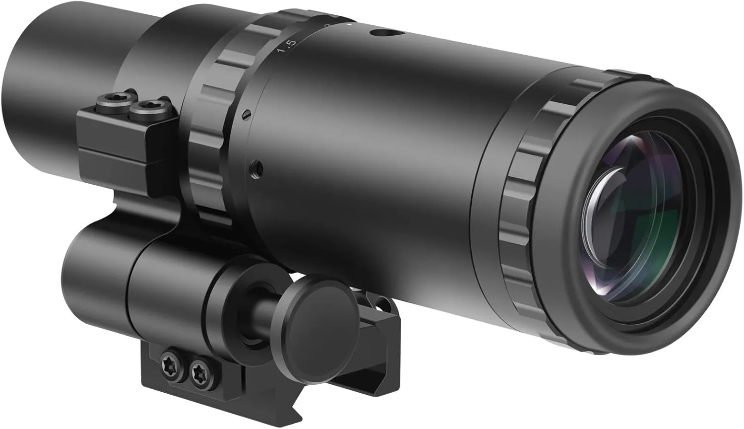 Feyachi M37 1.5X - 5X Red Dot Magnifier Focus Adjustment Optical Magnifier with Flip to Side Mount, Black