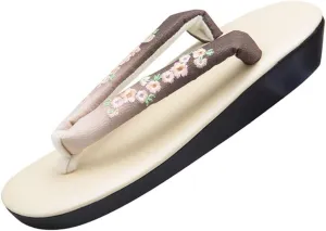 Flip-flop Japanese clogs Slippers,Woman’s Japanese Traditional Clogs Geta Sandals,Kimono Soft Soled Grass Clogs,Printed Women's Slippers