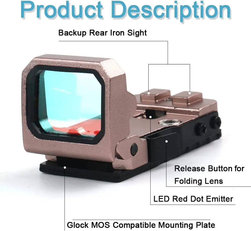 Flip Up Red Dot Compact Flip Reflex Sight Red Dot Compact RMR Flip for Mounts and Slides for Outdoor Hunting with Heightened Base for Rifle Pistol Handgun