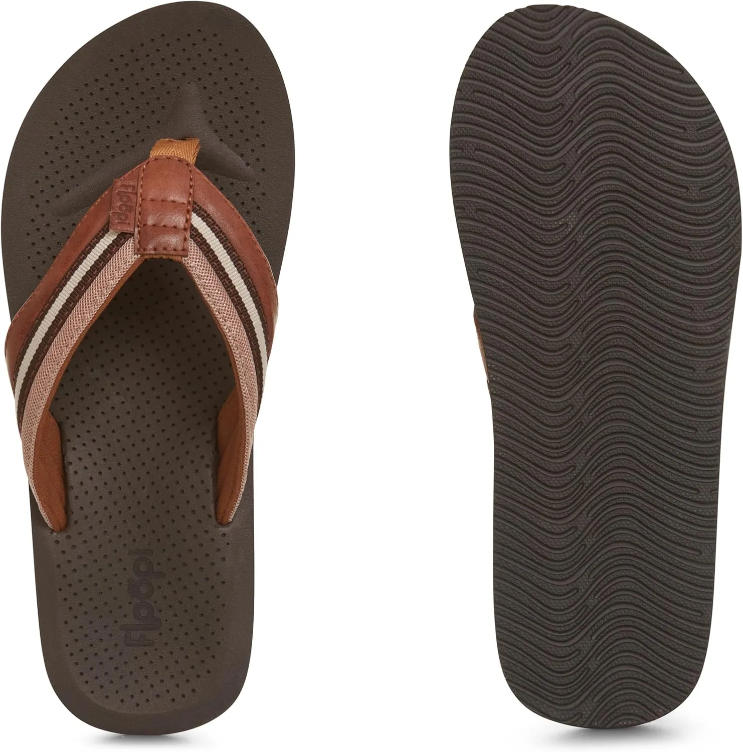 Floopi Flip Flops for Men Premium Canvas Men Beach Sandals With Dotted Texture Footbed Comfort Fit Sandals with Indoor & Outdoor Anti Skid Soles