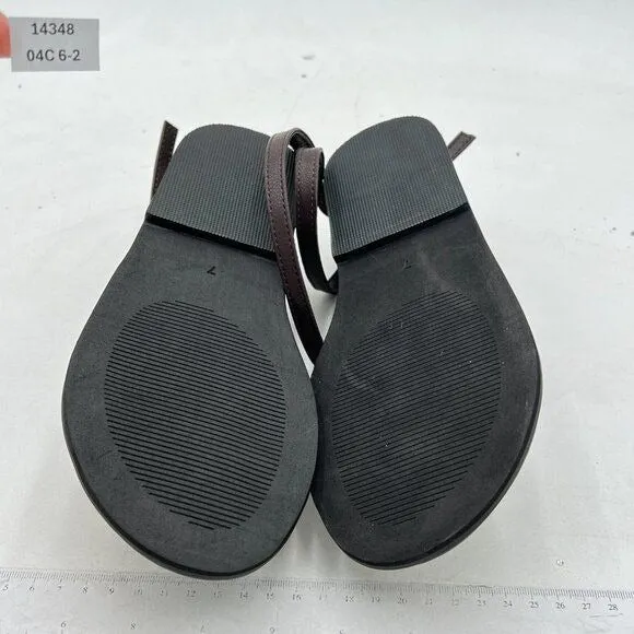 FOWT Dark Brown Split Round Toe Sandals Lace up Strappy Soft Flip Flop Flat Shoe
