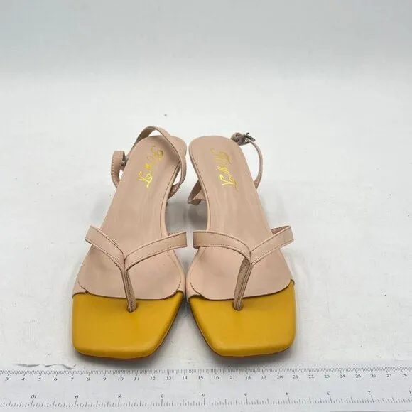 FOWT Slingback Thong with Buckle Flip-Flop Square Toe Kitten Heel Dress Sandals
