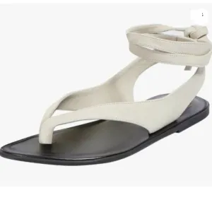 FOWT Women Split Round Toe Sandals Lace up Strappy Comfortable Flats White