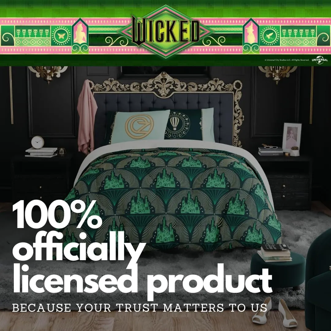 Franco Collectibles Wicked Lux Bedding 7 Piece Super Soft Reversible Comforter and Sheet Set with Sham, Queen, (Officially Licensed Product)