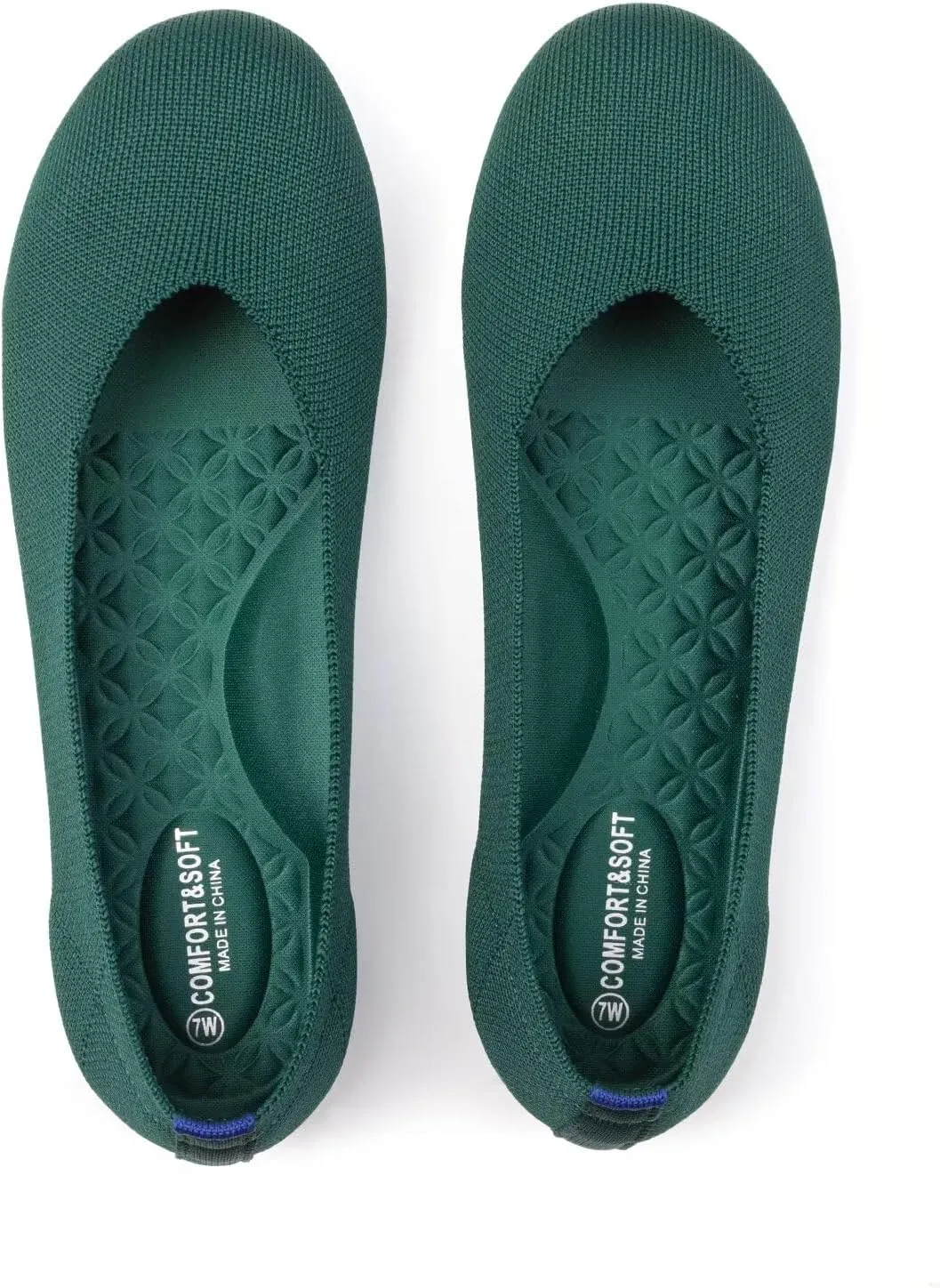 Frank Mully Women's Wide Width Flats Ballet Flats Round Toe Knit Flat Shoes with Arch Support Wide Toe Box