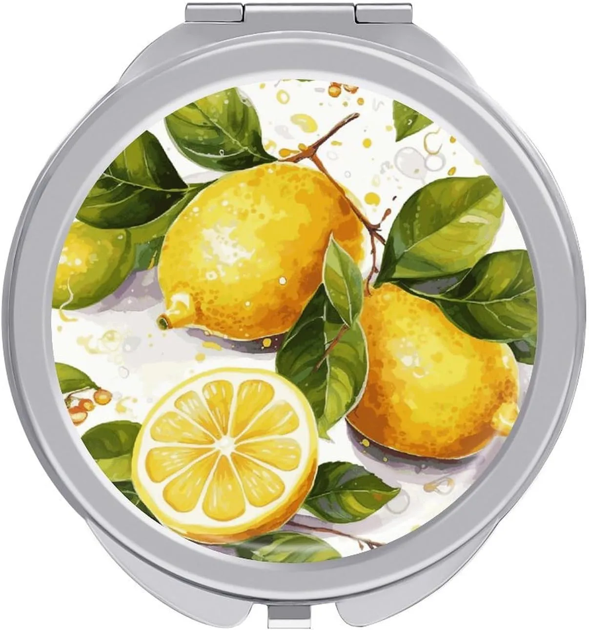 Fruits Lemon Portable Makeup Mirror, Sided Travel Hand Mirror Mini Folding Mirror for Precise Makeup Women Daily Use