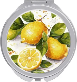 Fruits Lemon Portable Makeup Mirror, Sided Travel Hand Mirror Mini Folding Mirror for Precise Makeup Women Daily Use