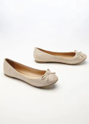 Glitter Ballet Flat with Bow Detail