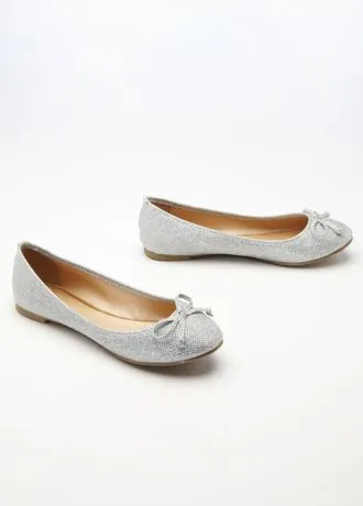Glitter Ballet Flat with Bow Detail