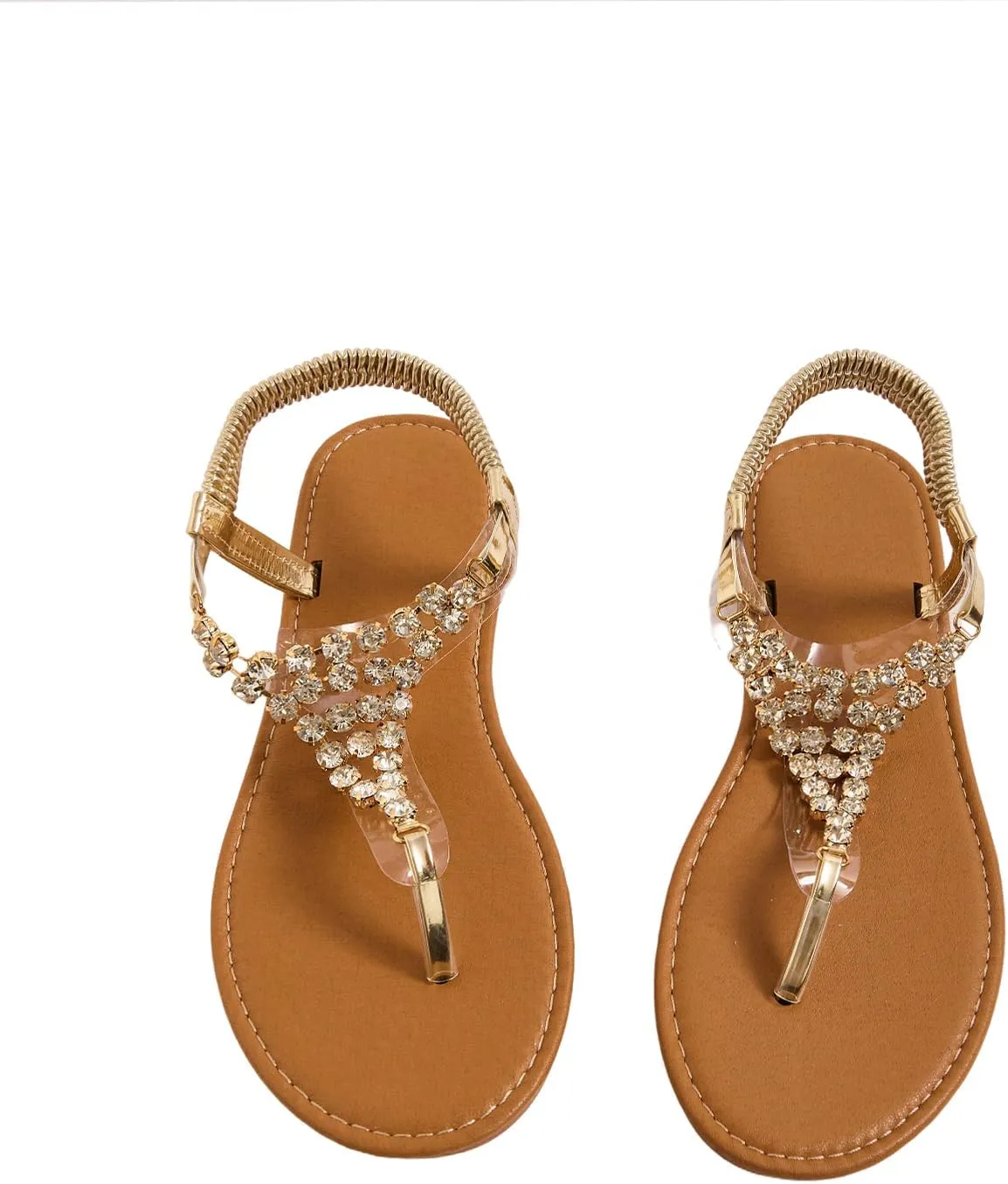 GORGLITTER Women's Rhinestone Sparkly Open Toe Flat Sandals Summer Dressy Flip Flops Slide Sandals