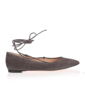 Grey suede lace up Femi' Flat