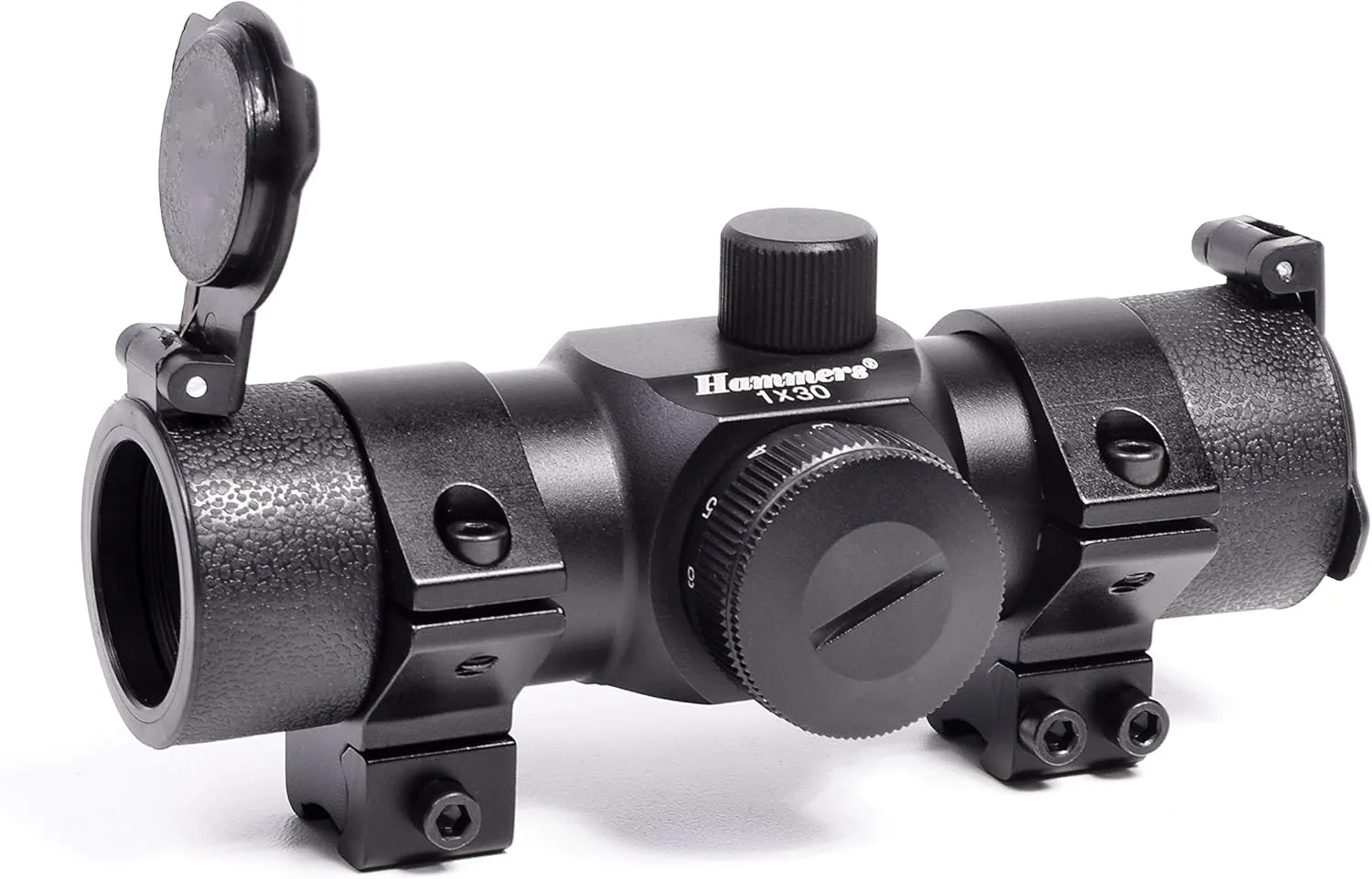 Hammers Donut Circle Dot Reticle 30mm 1x30 Red Dot Sight for 22 Rim-fire Rifles Airguns Pistols with 3/8 Dovetail Rings Built-in Stop Pin Flip Lens Caps