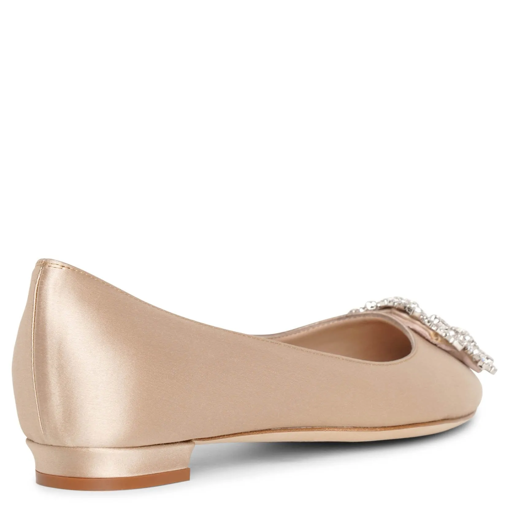 Hangisi flat champagne satin ballerinas