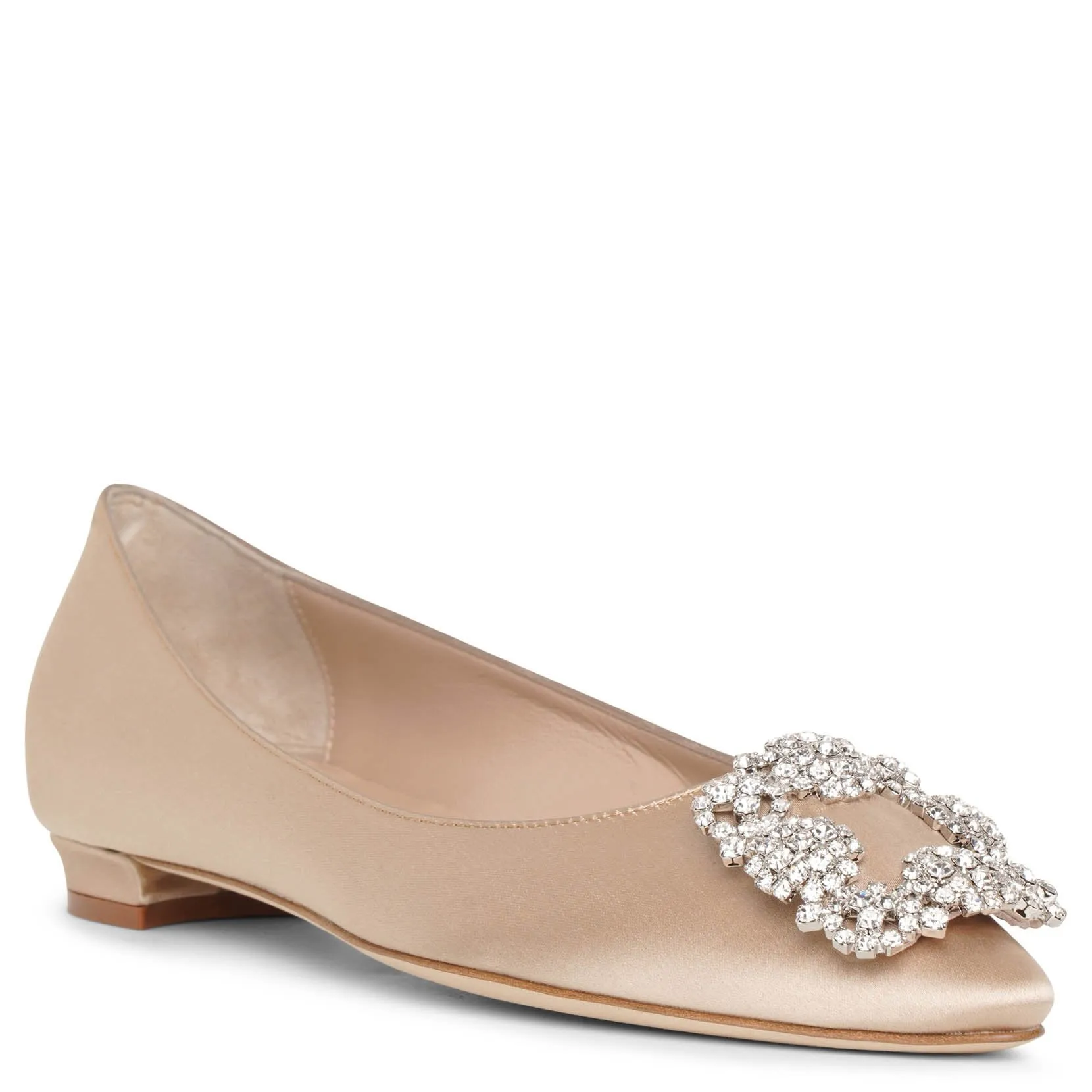 Hangisi flat champagne satin ballerinas
