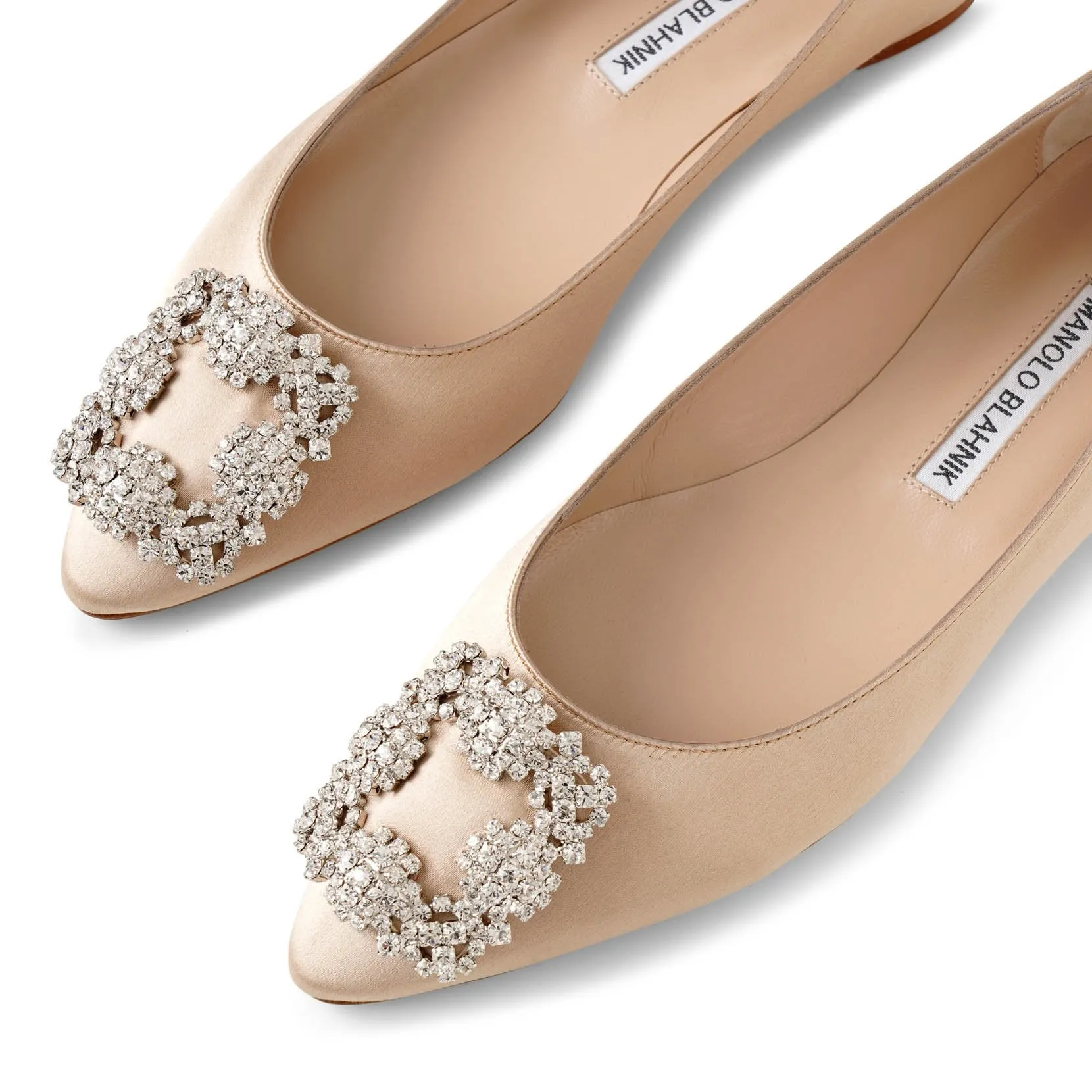 Hangisi flat champagne satin ballerinas