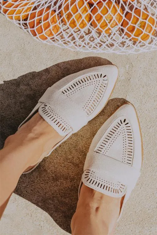 Hollow Pointed Toe Flat Mules