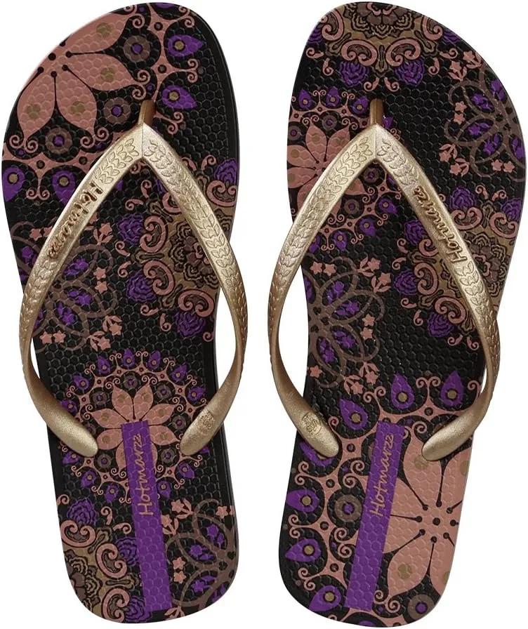 Hotmarzz Women's Flip Flops Bohemia Floral Print Sandals Beach Slippers