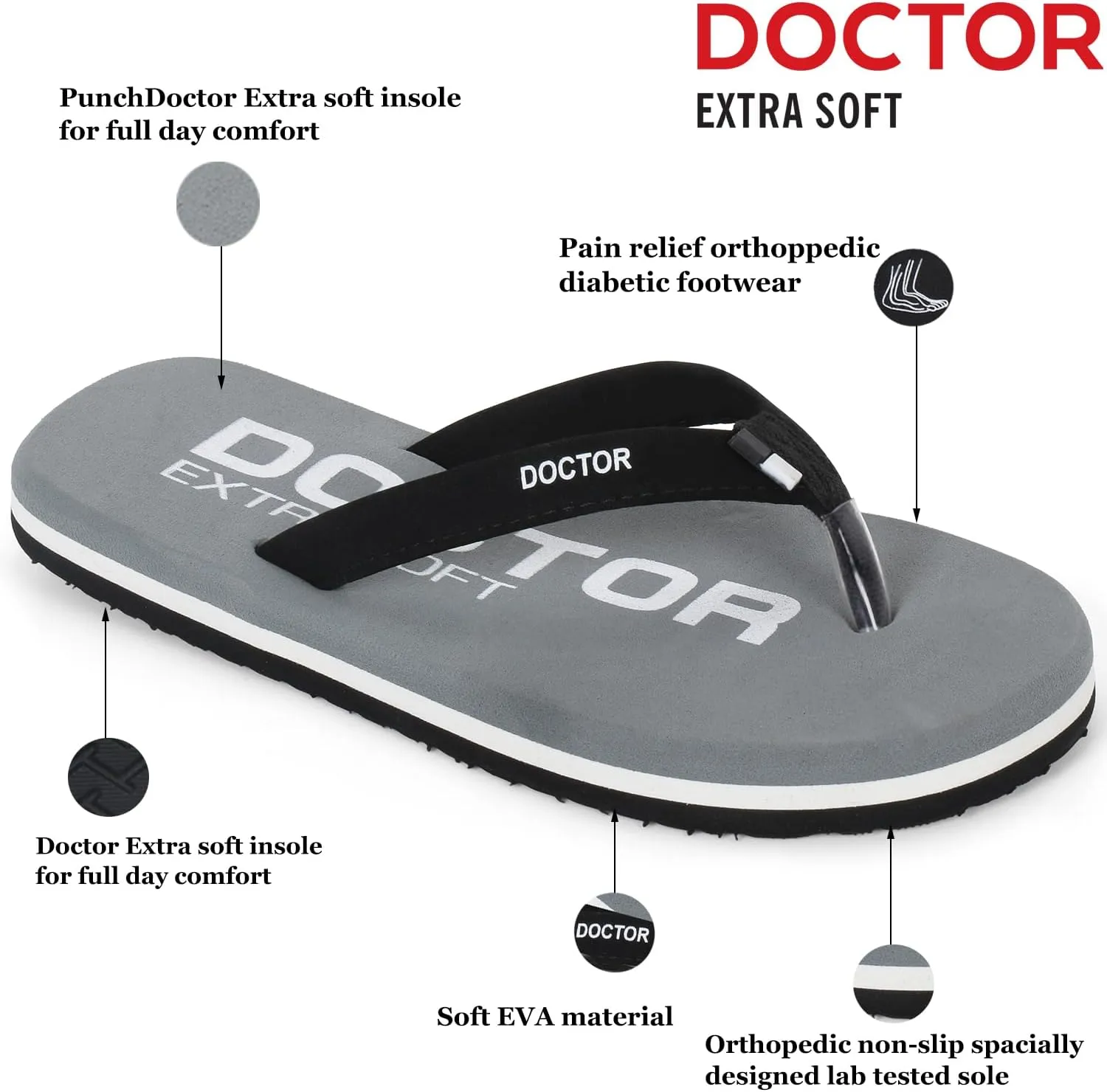 House Slipper for Men’s Stylish Care Orthopaedic Diabetic Super Fit Comfort Dr Daily Use Flip-flops for Gents and Boys OR-D-23