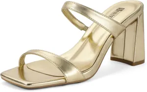 IDIFU IN3 Chunky Block Heels for Women Square Open Toe Heels Comfortable Sexy Summer Cute Trendy Slides Heeled Sandals Prom Wedding Party Dress Shoes for Women Two Strap Slip On Mules Low Short Heels