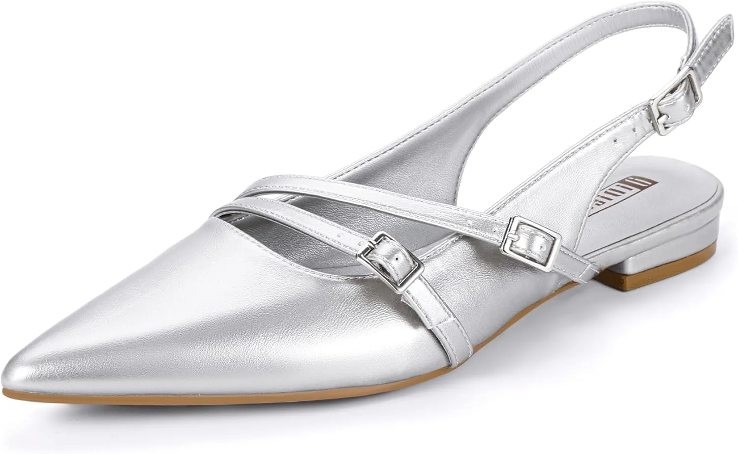 IDIFU Women's Flat Shoes Pointed Toe Strappy Slingback Ballet Flats Wedding Office Work Bridal Formal Dress Shoes for Women Dressy Comfortable Cute Trendy Ladies Flats