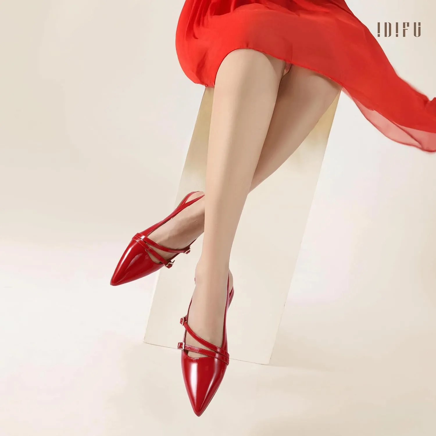IDIFU Women's Flat Shoes Pointed Toe Strappy Slingback Ballet Flats Wedding Office Work Bridal Formal Dress Shoes for Women Dressy Comfortable Cute Trendy Ladies Flats
