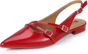 IDIFU Women's Flat Shoes Pointed Toe Strappy Slingback Ballet Flats Wedding Office Work Bridal Formal Dress Shoes for Women Dressy Comfortable Cute Trendy Ladies Flats