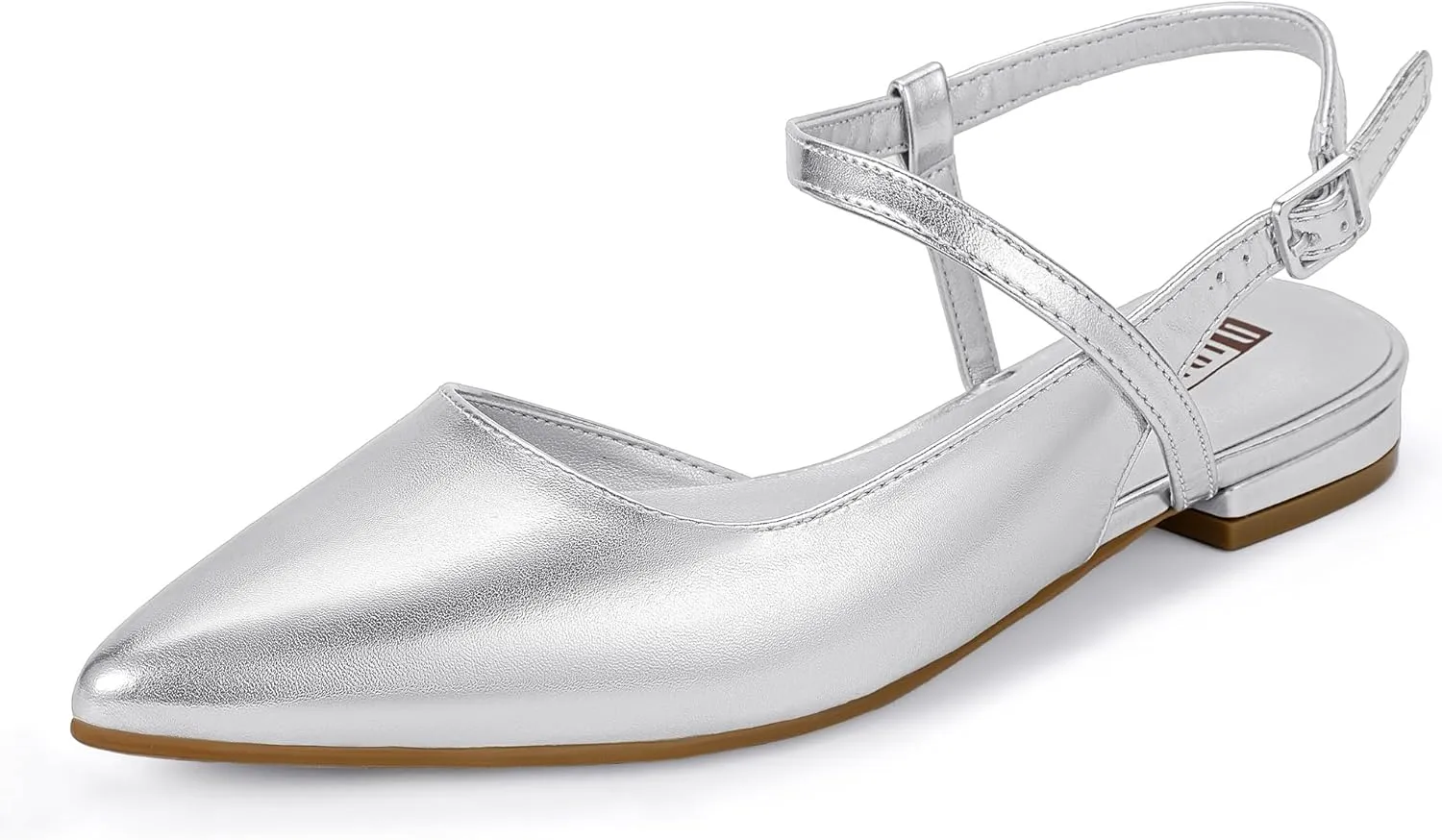 IDIFU Women's Flats Pointed Toe Slingback Flat Shoes Closed Toe Dress Shoes for Women Bridal Ladies Dressy Comfortable Casual Formal Cute Flats Work Office Wedding Business Evening Flats