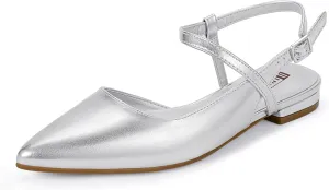 IDIFU Women's Flats Pointed Toe Slingback Flat Shoes Closed Toe Dress Shoes for Women Bridal Ladies Dressy Comfortable Casual Formal Cute Flats Work Office Wedding Business Evening Flats