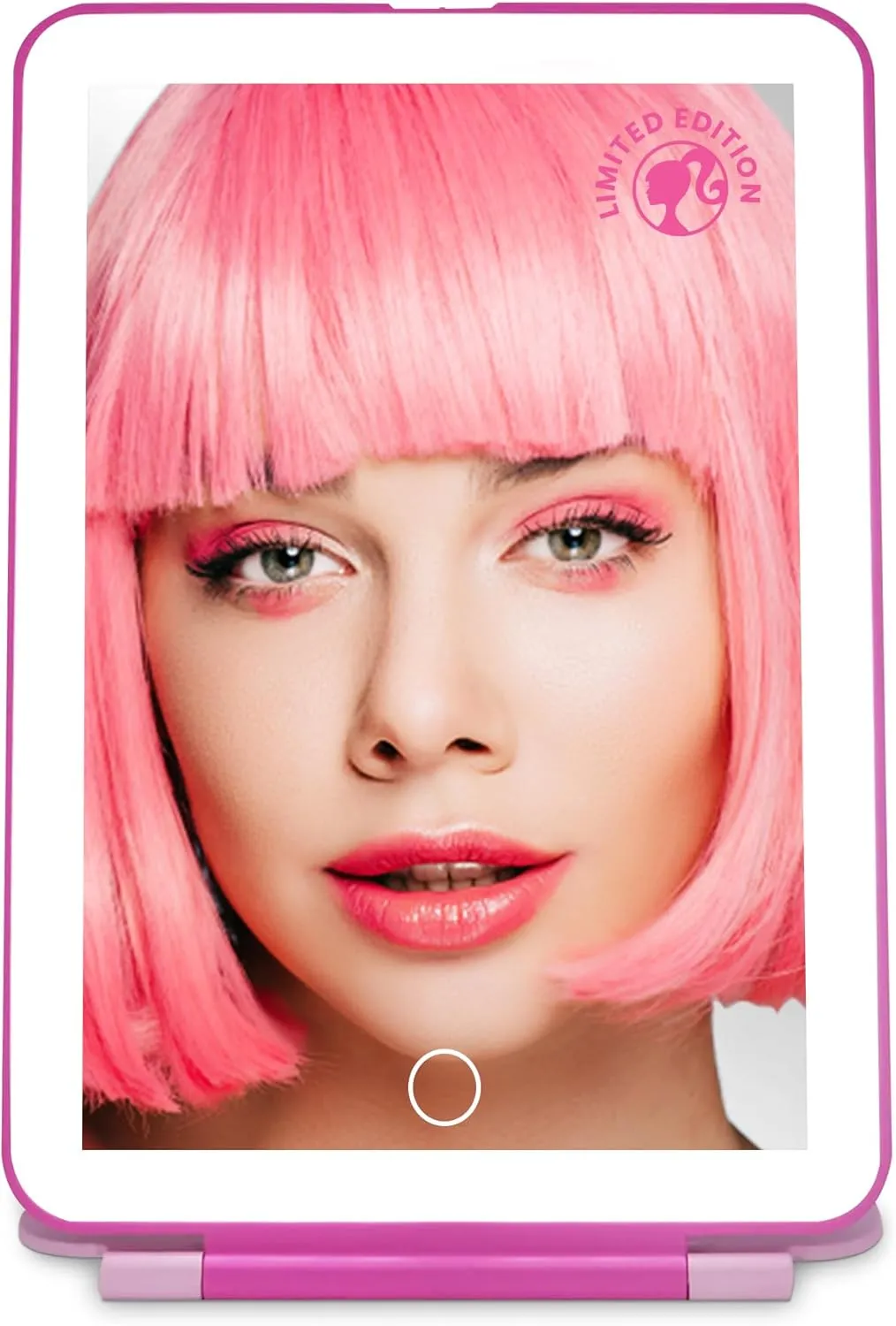 Impressions Vanity Barbie Touch Pad Mini LED Makeup Mirror for Purse, Ultra Slim Travel Mirror with Tri Tone Lights, Flip Cover, Adjustable Brightness, and Touch Screen Switch
