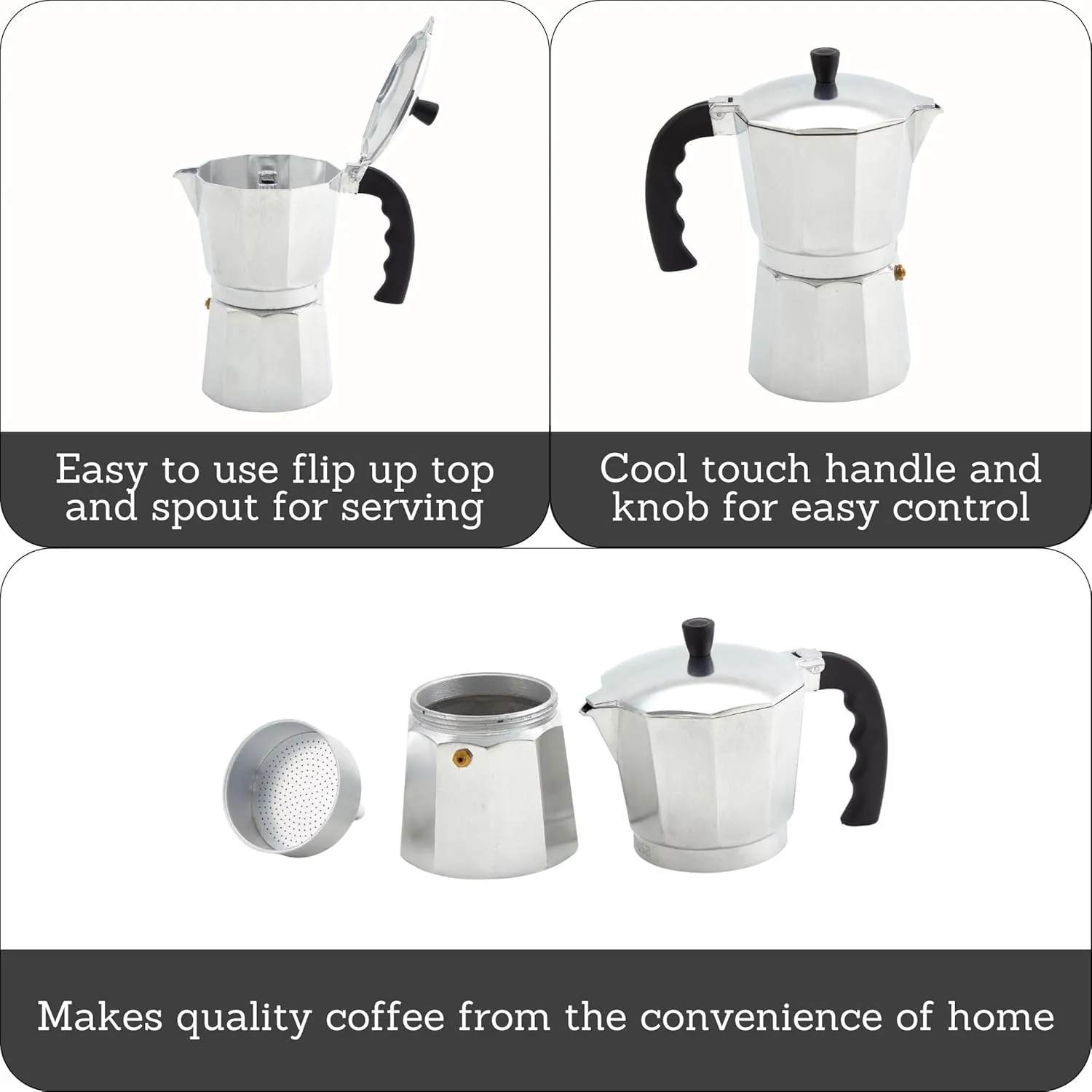 IMUSA 12cup Cast Aluminum Stovetop Coffeemaker