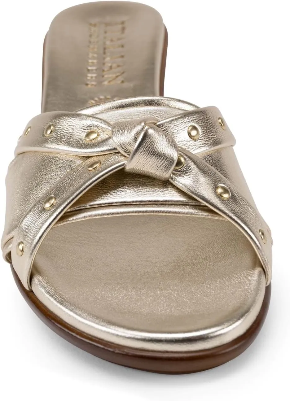 ITALIAN SHOEMAKERS Avra Women's Wedge Sandal with Knot Strap and Metallic Features Comfort