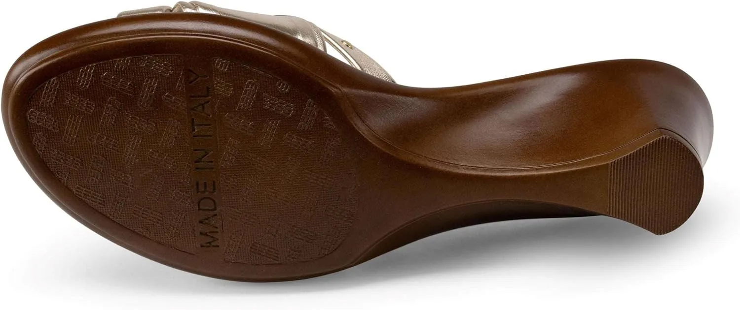 ITALIAN SHOEMAKERS Avra Women's Wedge Sandal with Knot Strap and Metallic Features Comfort
