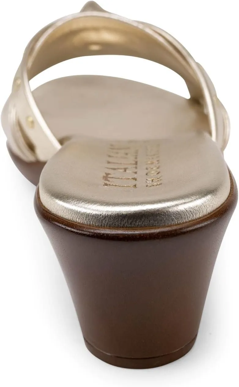 ITALIAN SHOEMAKERS Avra Women's Wedge Sandal with Knot Strap and Metallic Features Comfort