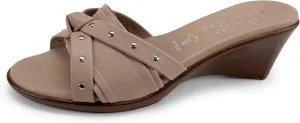 ITALIAN SHOEMAKERS Avra Women's Wedge Sandal with Knot Strap and Metallic Features Comfort