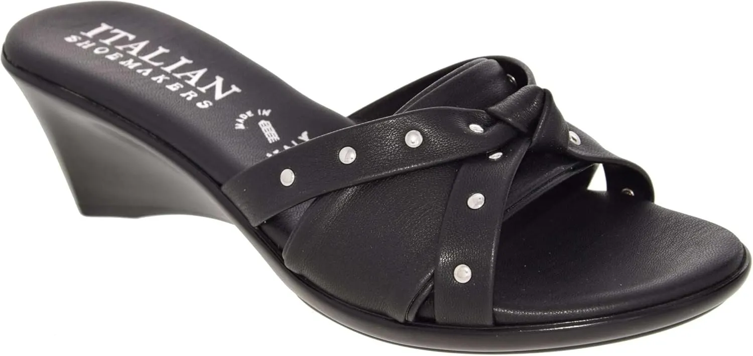 ITALIAN SHOEMAKERS Avra Women's Wedge Sandal with Knot Strap and Metallic Features Comfort
