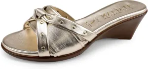 ITALIAN SHOEMAKERS Avra Women's Wedge Sandal with Knot Strap and Metallic Features Comfort