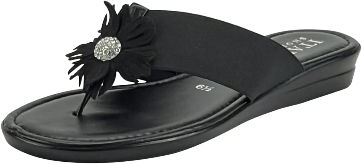 ITALIAN Shoemakers Rima Flat Floral Thong Flip Flop Sandal for Women