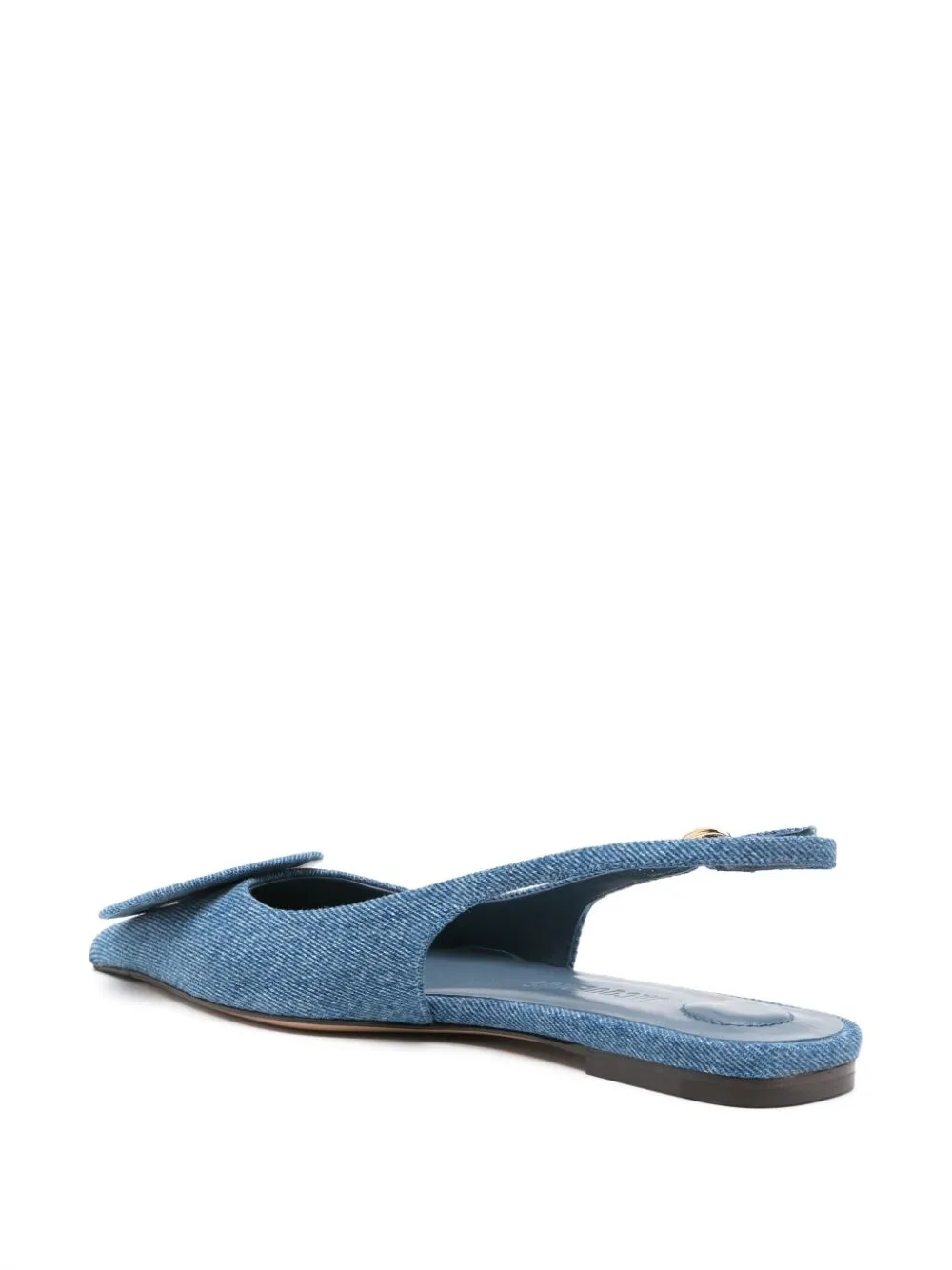 JACQUEMUS Blue Denim Flat Shoes with Circular Patch Detail