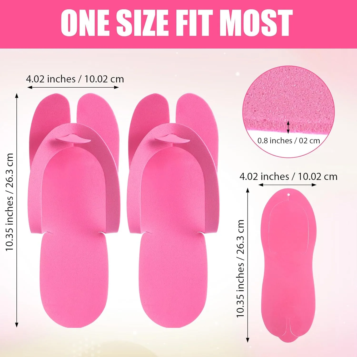 JaGely 100 Pairs Disposable Pedicure Slippers Bulk EVA Disposable Flip Flops Kit Pedicure Spa Sandals Guest Slippers Spa for Adult Foot Nail Salon Party Supplies Travel Hotels Home (Pink)