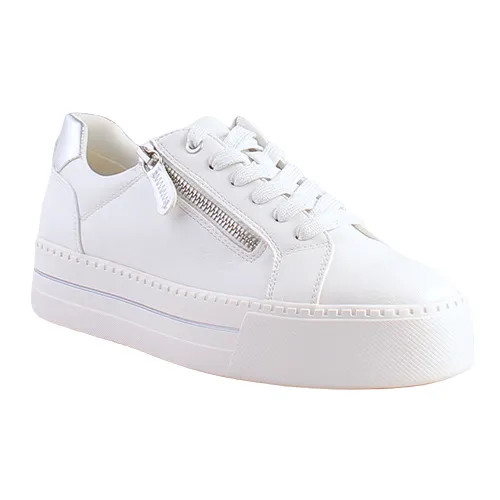 Jana Ladies Platform Trainers - 23767-43 - White / Silver