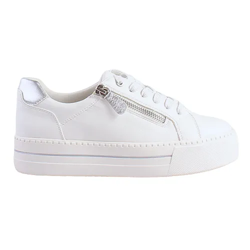 Jana Ladies Platform Trainers - 23767-43 - White / Silver
