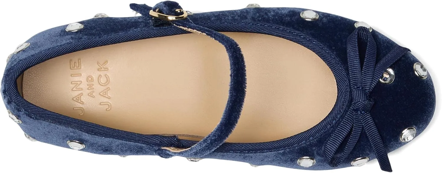 Janie and Jack Girl's Velvet Jewel Flat (Toddler/Little Big Kids) Ballet